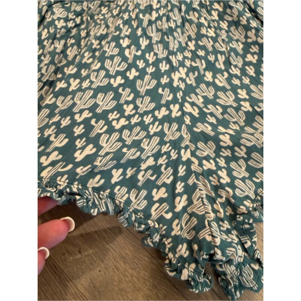 Angie Teal Cactus Print High Waist Shorts - Picture 3 of 6